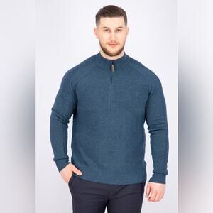 Smartwool Men's Ripple Ridge Half Zip‎ Sweater blue heather Pullover Merino Wool